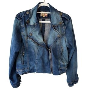 Dollhouse Women's Blue Distressed Jean Jacket Size L Denim Streetwear Casual